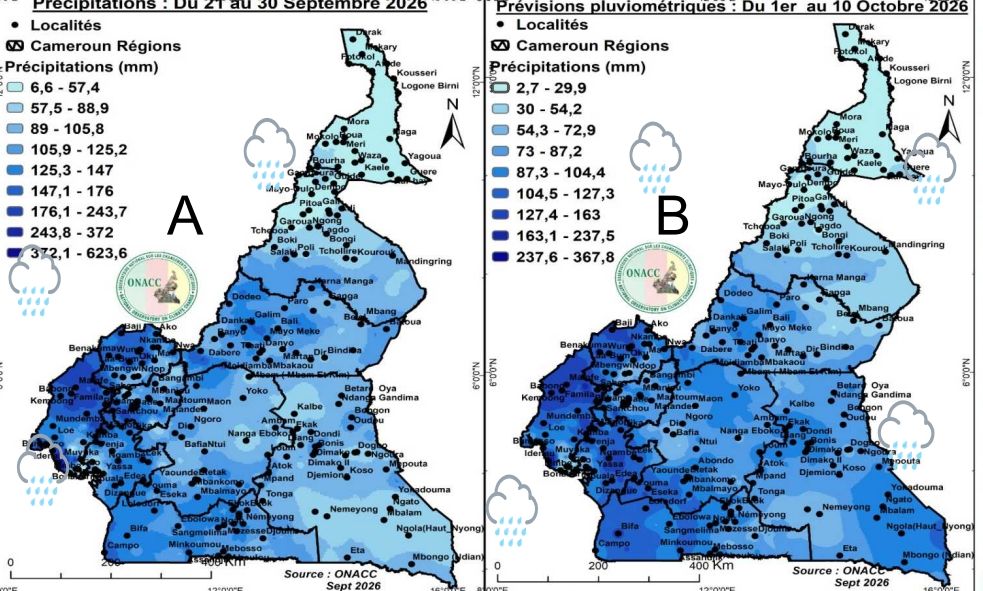 Climat au Cameroun : Alerte rouge sur les inondations et glissements de terrain jusqu’au 10 octobre